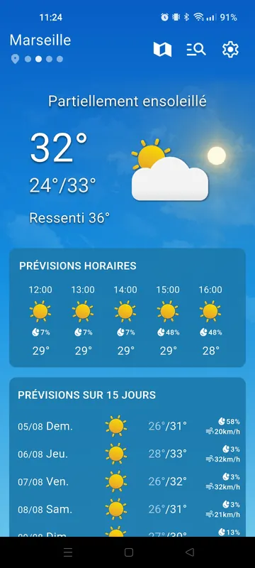 Capture d’écran 1 de l’application Météo Sauzana